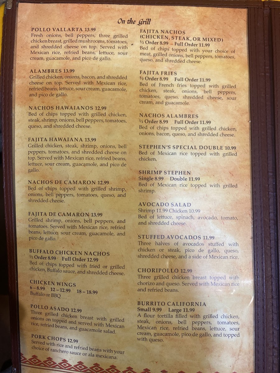 Cazadorez Mexican Restaurant Menu - Image 1