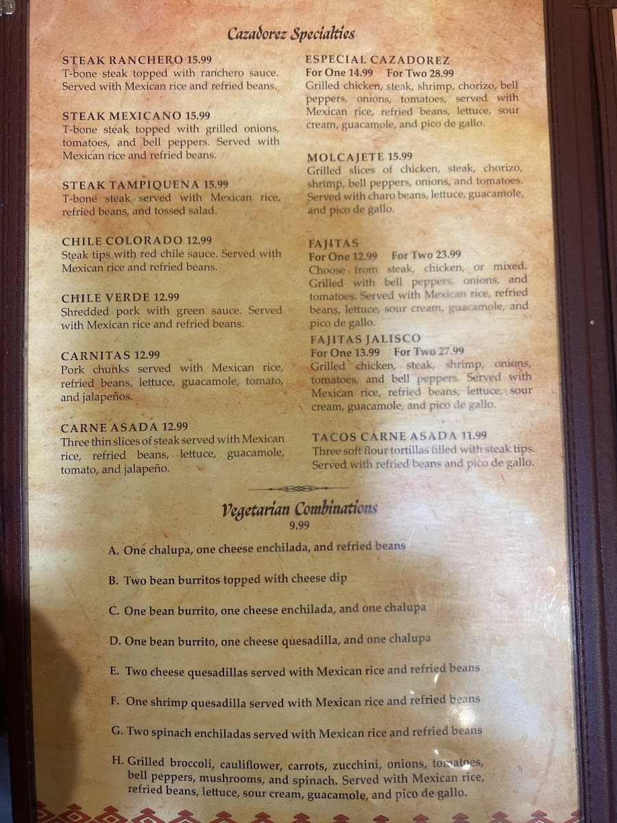 Cazadorez Mexican Restaurant Menu - Image 3